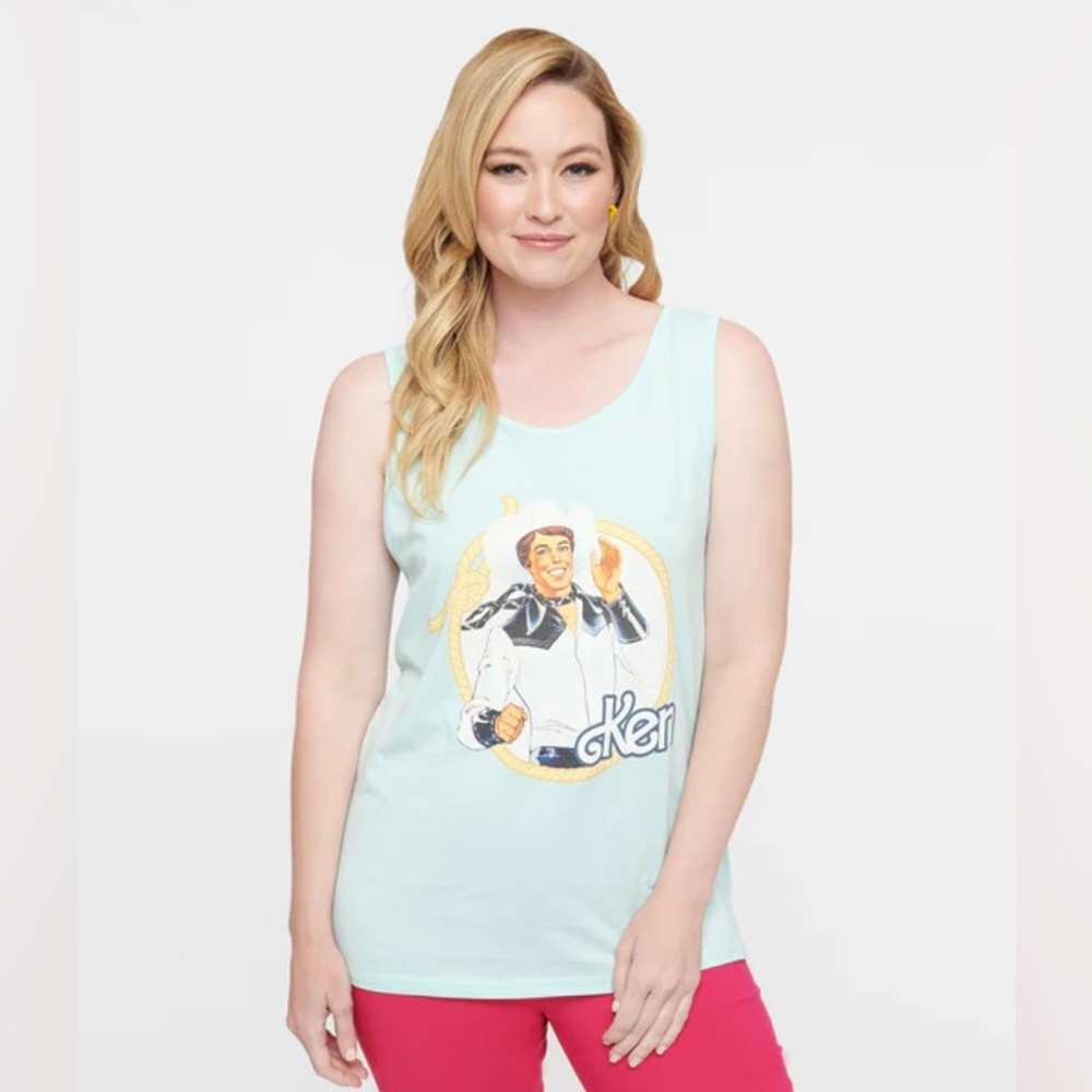 NWT✨ Cakeworthy x Barbie Pastel Blue Western Ken Tank Top Cowboy Unisex - Picture 6 of 11